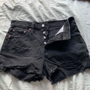 levi’s- black high waisted jean shorts